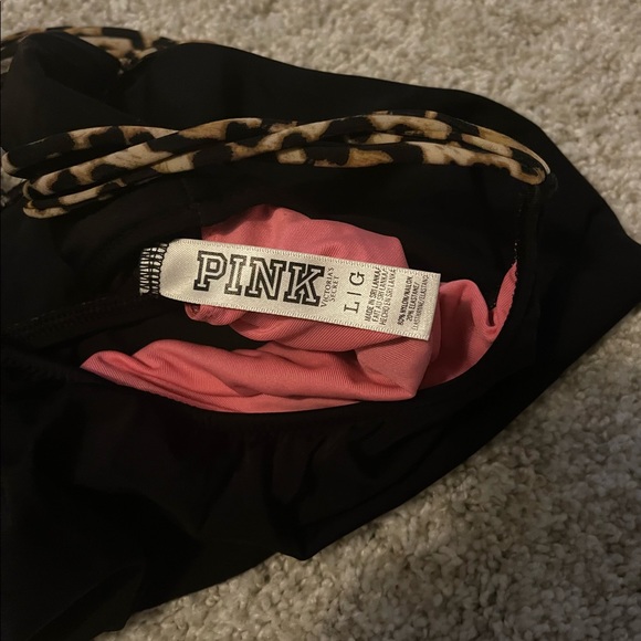 PINK V/S Black Flutter & Animal Print Bikini Top Size Large - Picture 7 of 8